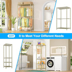 Ulif E10 Clothes Rack（With Stretchable Hanger Rod）Freestanding Clothing Racks for Hanging Clothes，Adjustable Closet Organizer System，Portable Garment Rack 73-97"W x 15" D x 72" H，Max Load 800LBS，Gold