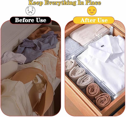 12 Pcs Drawer Dividers for Clothes, 3.15" High 11.34"-19.69" Adjustable Expandable Dresser Drawer Organizer, Clear Plastic Separators for Dresser, Baby Clothing (12, clear)