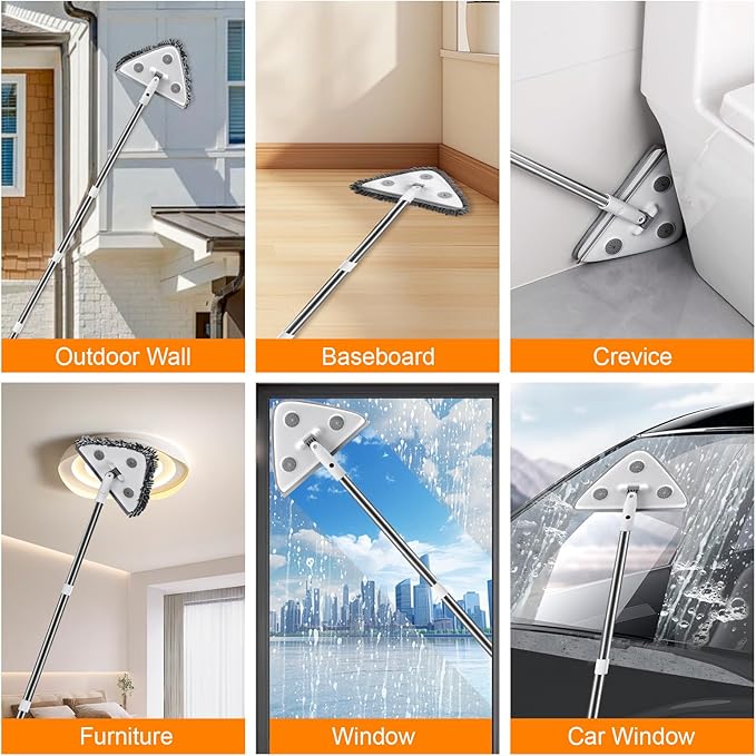 MUEE Professional Window Squeegee，3 in 1 Squeegee Window Cleaner l with Long Handle , Window Washing Kit, Glass Door Cleaner, Multi-Use Car Washer Cleaning Tool for High Outdoor Walls/Glass/Window