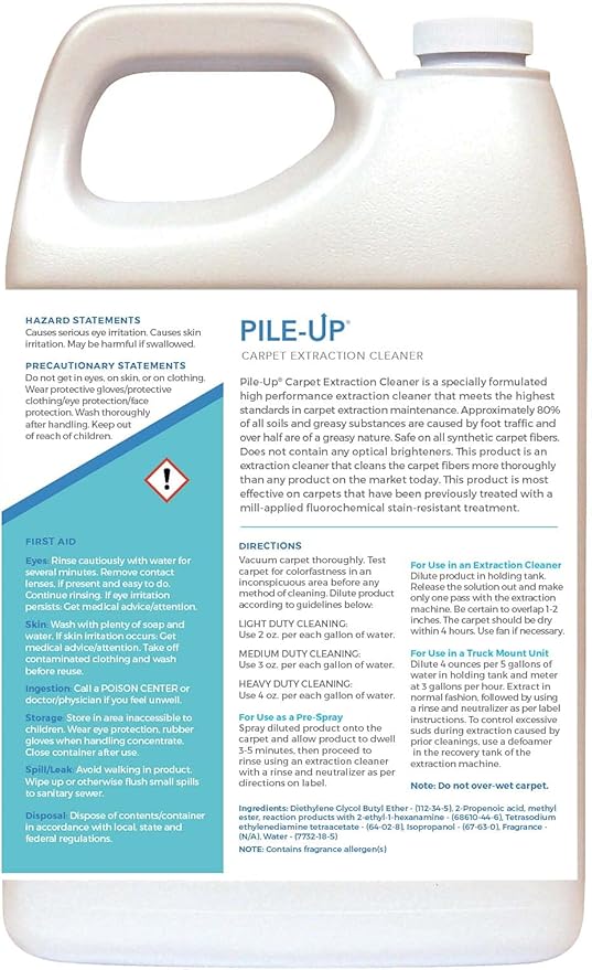 PileUp Concentrated Carpet Extraction Cleaner 2-4 oz/Gal, 1 Gallon