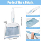 Dust pan, Mini Dustpan and Brush Set, Small Broom and Dustpan Set, Small Hand Broom and dust pan Set, Whisk Broom, Dust pan and Brush for Desk, Table, Home, Kitchen Necessities (Light Blue 2pcs)
