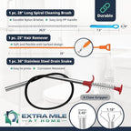 Ultimate Drain Solution Instant Power Hair & Grease Drain Cleaner Opener 2L Bundle with Drain Snake Hair Drain Clog Remover, and Protective Gloves