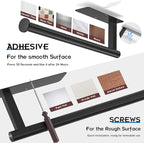 ASTOFLI Paper Towel Holder Under Cabinet No Drilling, Self Adhesive Paper Towel Holder Wall Mount for Kitchen Rack, Under Counter Napin Holder No Drill, 304 Stainless Steel Matte Black