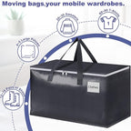 StorageRight Heavy Duty Moving Boxes-Moving Bags with Zipper, Reinforced Handles and Tag Pocket-Collapsible Moving Supplies-Totes for Storage Great for moving, Storage and Travel 93L(Gray-4 Pack)
