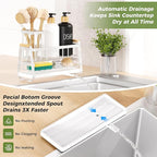 Sponge Holder for Kitchen Sink, Kitchen Sink Caddy with Suction Cup, Sink Organizer Rack for Kitchen Accessories, 304 Stainless Steel Dish Scrubber Holder Self Draining for Sponge, Soap, Dish Brush