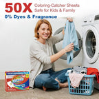 50 pcs Coloring-Catcher Sheet for Laundry,Color Grabbers Laundry Sheet,Allow Mixed Washes and Prevents Color Runs,Fragrance Free Color Absorber Sheets for Family No Fluorescent Agent