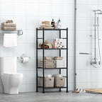 Sakugi Storage Shelves - Set of 2, 4-Tier Metal Shelf Organizer, Space-Saving Garage Shelving with Leveling Feet, Standing Shelves Organizer for Kitchen, Laundry, Pantry (18.1"x12.3"x44.1", Black)
