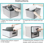 Linen Closet Organizer and Storage, Fabric Storage Drawer Organizer with 2 Drawers for Underwear, Sock, Bra, Small Items, 121212 INCH (Gray)