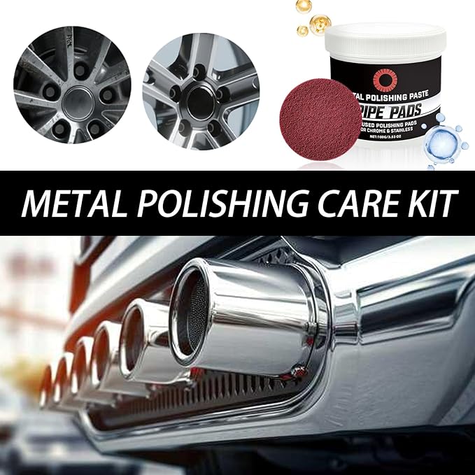 Metal Polishing Paste Pipe Infused Polishing Pads Chrome Stainless Steel Aluminum Cars Paste Protectant Scratch Remover Metal Care Kit Tarnish And Oxidation Remover