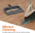Superio Clip-On Dustpan with Rubber Lip - 10-inch Wide Durable Plastic Dust Pan with Comfort Grip Handle, Lightweight Multi Surface, Heavy Duty, Easy Sweep Broom Gray