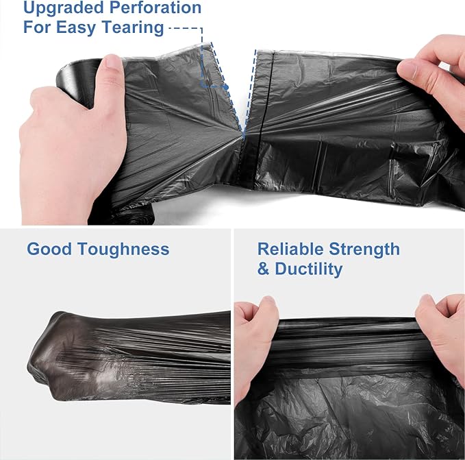 Small Trash Bags 3-5 Gallon, Inwaysin 200 Count Small Bathroom Trash Bags Black, Strong Small For Garbage, 4 Gallon Biodegradable, Unscented, Size Expanded for Kitchen