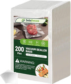 200 Pint Vacuum Sealer Bags, BPA Free 6 x 10 Inch Vacuum Seal Bags for Food Saver, Seal a Meal, Weston. Heavy Duty Commercial Grade Vacuum Food Storage Bags for Sous Vide Freezer Vac Storage Meal Prep
