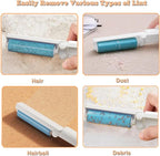 Mini Reusable Lint Roller for Travel, 8 Pack Washable Foldable Lint Remover with Sticky Gel, Portable, Compact and Easy to Clean for Clothes and Luggage Use (Blue)