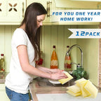 All-Purpose Non Scratch Sponges，Sponges Kitchen for Washing and Cleaning Dishes, Non-Stick Cookware,Premium Scrub and Scrubbers，Cleaning of Kitchen, Bathroom,and Household,12Pad