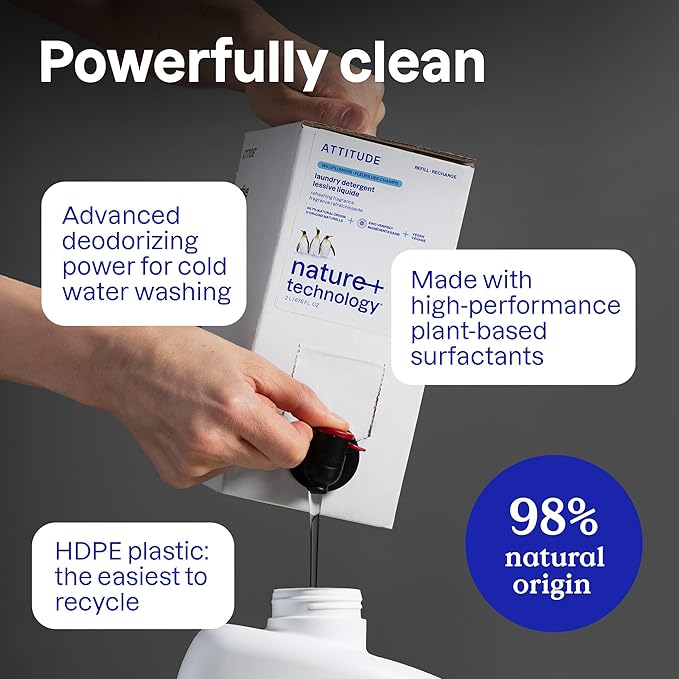 ATTITUDE Liquid Laundry Detergent, EWG Verified, HE Compatible, Plant-Based & Vegan, Natural Laundry Soap, Citrus Zest, 36 Loads, 60.8 Fl Oz (Pack of 6)