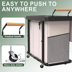 230L (60 Gal) Extra Large Fashion Laundry Sorter 3 Section with Lid, Rolling Laundry Basket Hamper with Handle, Laundry Organizer Storage Cart with Sturdy Metal Frame for Laundry Room, Hotel, White