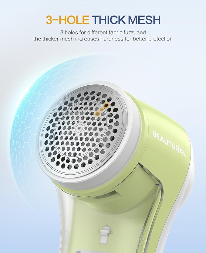 BEAUTURAL Fabric Shaver, Rechargeable Lint Remover for Clothes, Electric Lint Shaver with 6-Leaf Blades, Sweater Shavers to Fuzz, Lint Balls, Pillings, Bobbles for Clothes and Furniture
