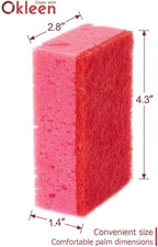 Pink Multi Use Scrub Sponges. Made in Europe. 9 Pack, 4.3x2.8x1.4 inches. Odorless Heavy Duty & Non Scratch Fiber. Durable and Delicate Scrubber for Kitchen & Bathroom, Housekeeping & Outdoors