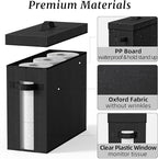 NAMTSO Bathroom Toilet Paper Storage with Lid - for Up to 12 Rolls | Storage Bins with Lids for Towel or Yarn | Free Standing | Foldable | Moisture Resistant | Clear Plastic Window | Black | 2 Pack