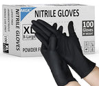 akgk Nitrile Gloves, 100 Pcs Disposable Black Nitrile Gloves X-Large, Cleaning Gloves for Cooking, Household & More, Powder-Free, Latex-Free