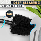 2 PCS Black Toilet Brush and Holder Set - Scratch Resistant Black Toilet Bowl Brush and Holder with Soft Bristles Replaceable Head, Protection from Splashes, and Compact Design - for Cleaning