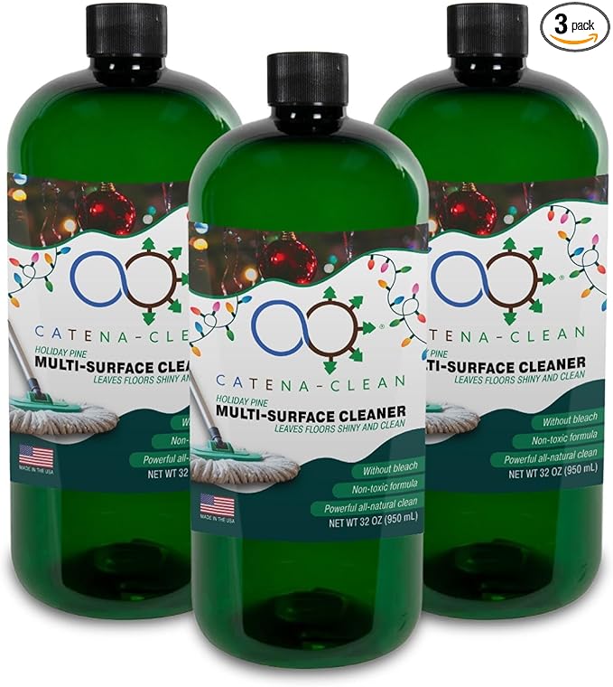 Natural Holiday Pine Scented Mop Cleaner (3 Pack) - Streak-Free Floor Cleaning Solution for Wood, Laminate & Metal Flooring - Removes Dirt, Spills, Grime & Sticky Residue 96 fl. oz total