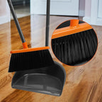 Long Handle Broom with Dustpan Combo Set for Office Home Kitchen Lobby Floor Cleaning Broom Dustpan for Indoor&Outdoor Sweeping