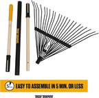 True Temper Steel Tine Leaf Rake with Hardwood/Steel Handle for Lawns, Gardening, and Dethatching, 22 Tines, Black