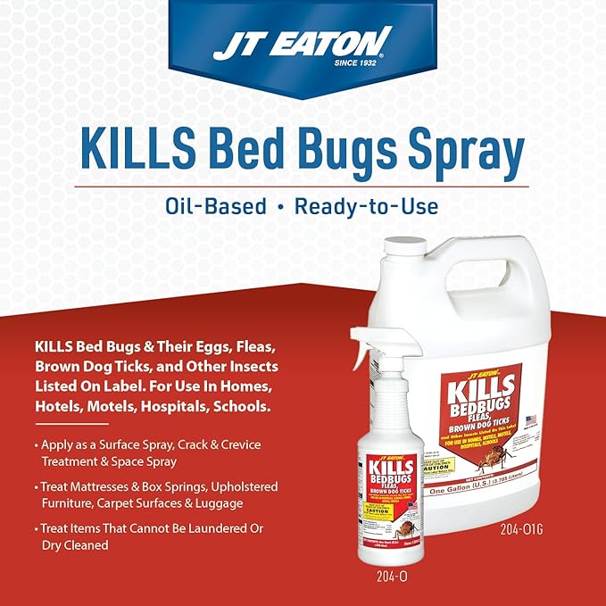 JT Eaton 204-O Bed Bug Killer Ultra, Oil-Based Insect Spray, Non-Staining Formula for Indoor Use, 1 Quart
