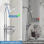 Shower Caddy, Upgraded Extended Length Shower Caddy Over Showerhead No Blocking to Showerhead, Rustproof Bathroom Organizers and Storage with Hooks Shampoo Soap Holder, Large Hanging Caddy