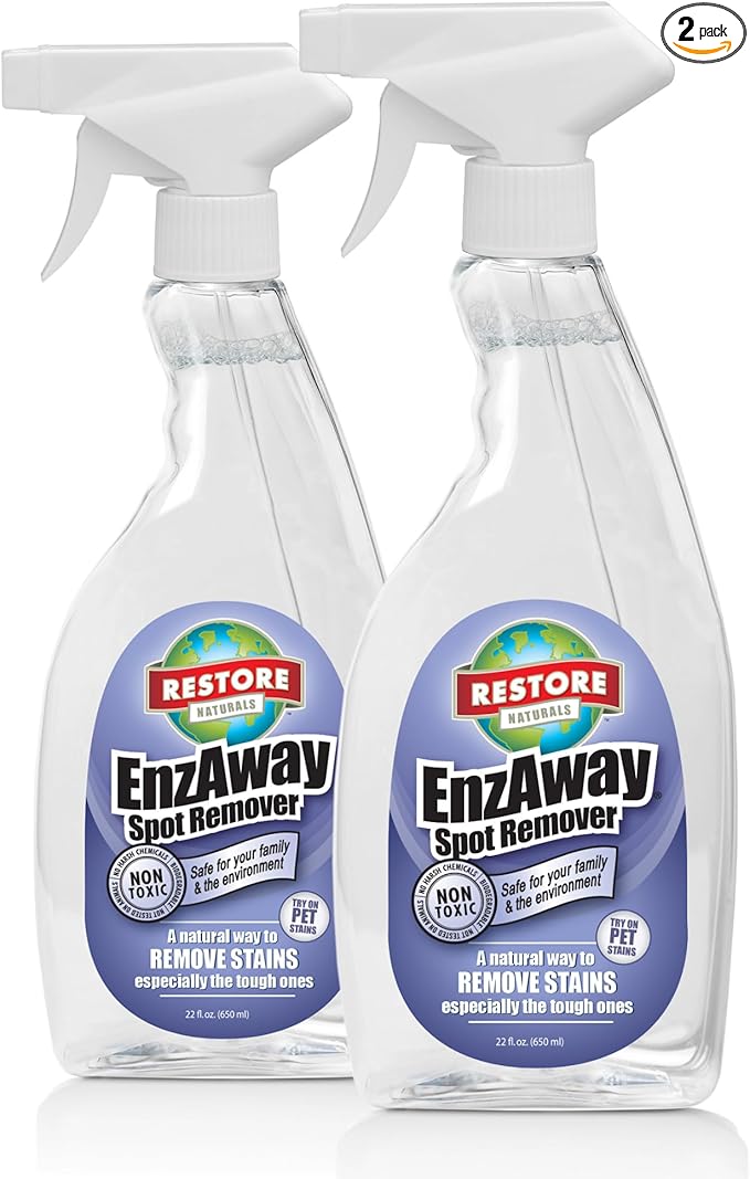 Restore Naturals Enzaway Carpet Spot Cleaner - 22oz - Pet Stain Remover Spray for Carpet - Gentle, Non-Toxic Stain Remover | Cruelty-Free | Made in USA - 2 Pack