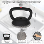 MEIXINZHI Cast Iron Cleaner, Chain Mail Scrubber & Pan Grill Scrapers - 2 in 1 Cast Iron Skillet Cleaner (Black, Without mat)