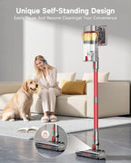 AIPOWAY Vacuum Cleaners for Home, 650W 55KPA Cordless Vacuum Cleaner, 75 Mins 2L Double Dustcup Stick Vacuum Cordless Rechargeable, Anti-Tangle & Wall Mount Charging, for Hard Floors Carpet Pet Hair