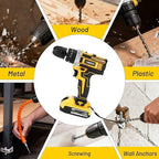136pcs Heavy-Duty Cordless Drill & Tool Set with 2 Batteries, All-in-One Hand Tool Set，Lithium-Ion Drill Press, Screwdrivers, Bits, Wrenches, Pliers Electric Toolbox Kit for home Repair, Construction