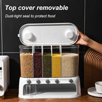 Yuehuam Dry Food Dispenser,12L Wall mounted 5 Grid Grain Dispenser 25 pounds Cereal and Rice Storage Container with Measuring Cup