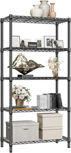M MZG 1250 lbs 5 Tier Shelf Metal Storage Shelves Shelving Wire Rack Heavy Duty Closet Organizers for Garage Kitchen Bathroom Laundry Black 13.8" D x 35.4" W x 68.5" H