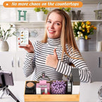 Bathroom Vanity Tray Organizer Bamboo, Small Wood Tray for Counter Kicthen Drawer, Rectangular Toilet Paper Storage Basket Box, Guest Sink Tray Decor, Bathroom Accessories 15" x 6" x 2.5"