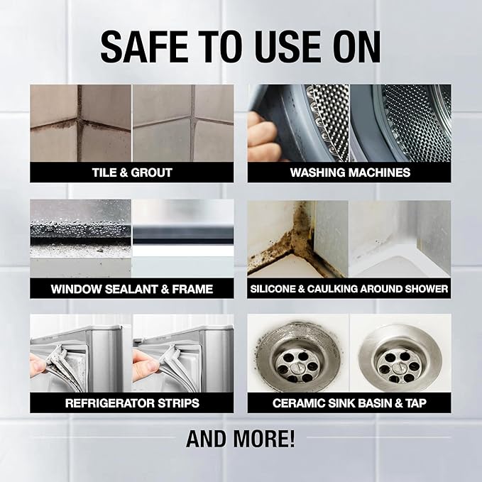 GlassGuard Miracle Mold Stain Remover Stain Gel Pack of 2 – Heavy Duty Cleaning Gel for Grouts, Ceramic, Glass, Silicone, Caulk & More – Washing Machine Cleaner Front Loader (300 ml / 10 oz)