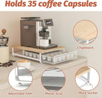Sedegn Coffee Pod Holder Counter Coffee Vertuo Capsules Storage Organizer with Sliding Drawer Compatible For 35 K-Cup Pods No Assembly Needed Natural Colour
