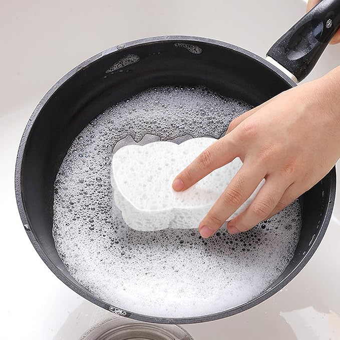 12pcs Quality Heavy-Duty Household Cleaning Sponges Scratch-Free, Multi-Purpose Dish Scrub Sponges Reusable for Home Kitchen Cookware Bathroom, Safe Healthy Scrubbing Sponges Durable