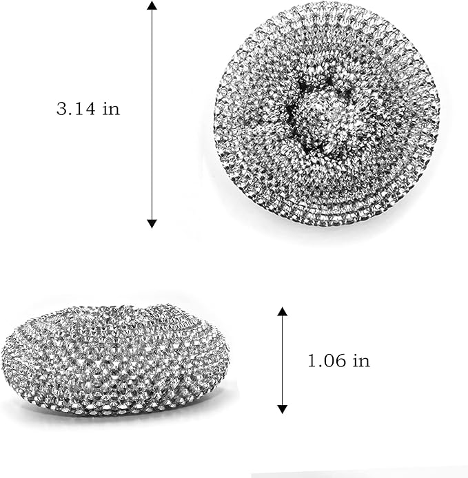 HONGYUTAI 10 Pack Stainless Steel Sponges, Scrubbing Scouring Pad, Steel Wool Scrubber for Kitchens, Bathroom and More