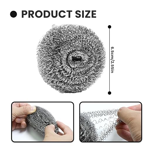 16 Pcs Steel Wool Pads, Stainless Steel Scrubber, Metal Scrubber, Dishwashing Scouring Pads Heavy Duty, Kitchen Scrubbing Sponges for Cleaning Dishes Pots and Pans Bathroom Oven