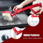 SHINESTAR Bristle-Free Griddle Cleaning Kit – BBQ Steam Grill Brush with 2 Replacement Heads & Scraper for Cast Iron & Stainless Steel Grates,Excellent Grill Tools, Red