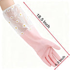 Dishwashing Cleaning Gloves Tear-Resistant Rubber Household Cleaning Gloves with Long Elastic Cuffs for Chores