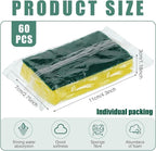 Tanlade Individually Wrapped Sponge Dishwashing Sponge Bulk Non Scratch Scrub Sponges Kitchen Scouring Pad for Household Cleaning Rental Dishes Hotel Apartment Car