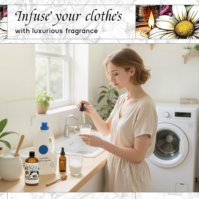 HIQILI Chamomile Fragrance Oil for Candle, Soap Making, Use in Essential Oil Diffusers, Add to Body Lotion, Laundry Dryer Balls - 5.07 Fl Oz