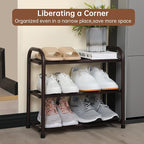 Gonfoam 3-Tier Expandable Shoe Rack,Adjustable Shoe Shelf Storage Organizer Heavy Duty Metal Free Standing Shoe Rack for Entryway Closet Doorway (Bronze)