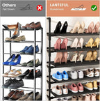 LANTEFUL 11 Tiers Tall Shoe Rack Holds 55 Pairs of Shoes with 18pcs Hooks Sturdy Wide Shoe Organizer Storage Free Standing Metal Shoe Shelf for Closet, Entryway Black