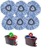 Matthew Cleaning 6Pack Blue Microfiber Spin Mop Replacement Head Compatible with EasyWring Spin Mop Replace Head-EasyWring High Absorbency,Machine Washable, Microfiber Spin Mop Refills