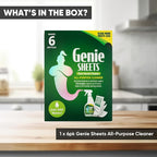 Genie Sheets All Purpose Cleaner | Concentrate Makes 6 24oz Refills | Professional-Strength | Just Add Water | Sustainable Eco-Friendly Plant-Based Solution | 6 Sheets